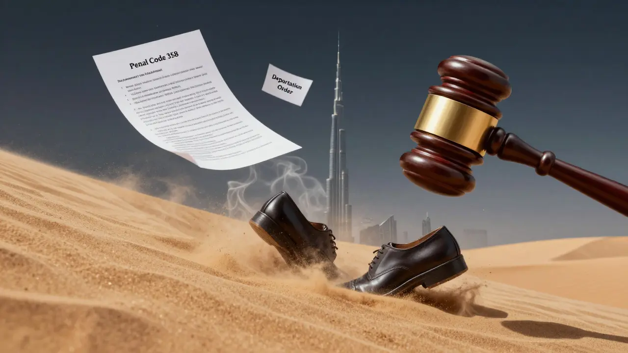 Golden desert dune morphing into a gavel, legal documents dissolving into smoke above sinking dress shoes.